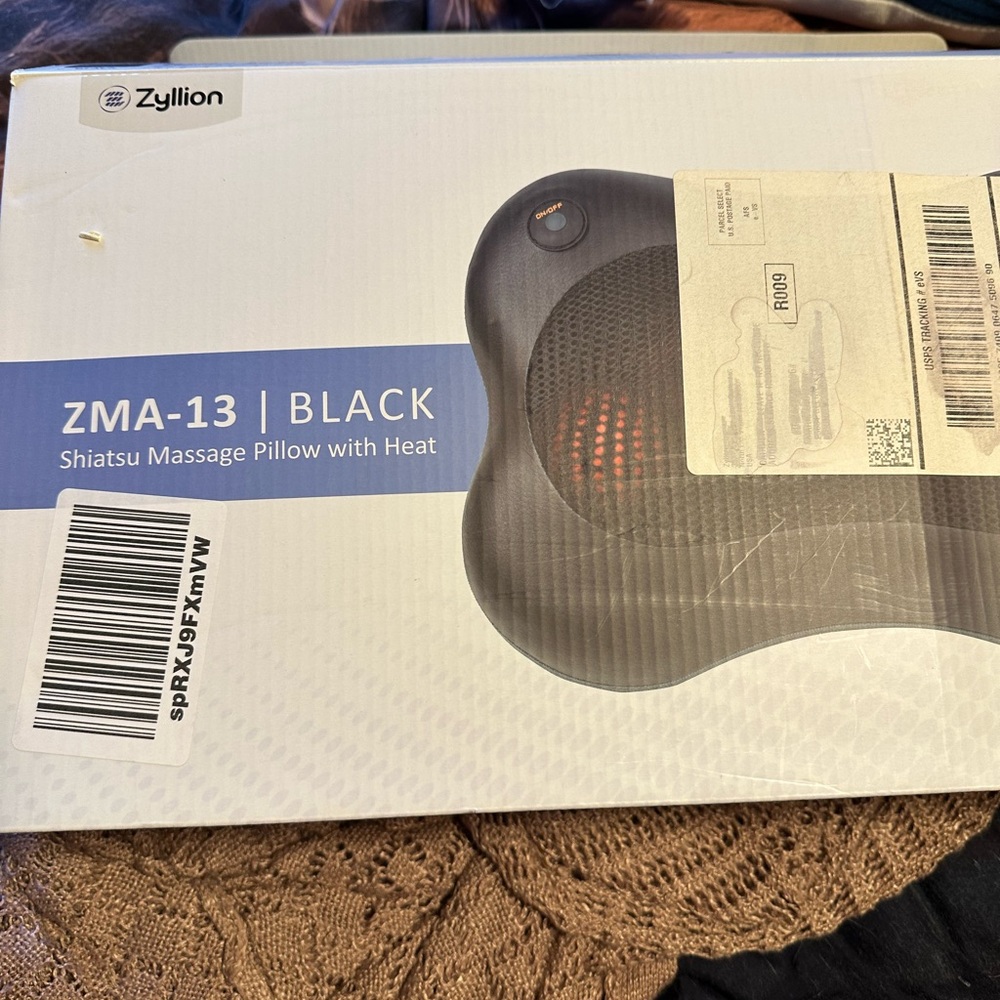 Zyllion Black Shiatsu Massage Pillow with Heat